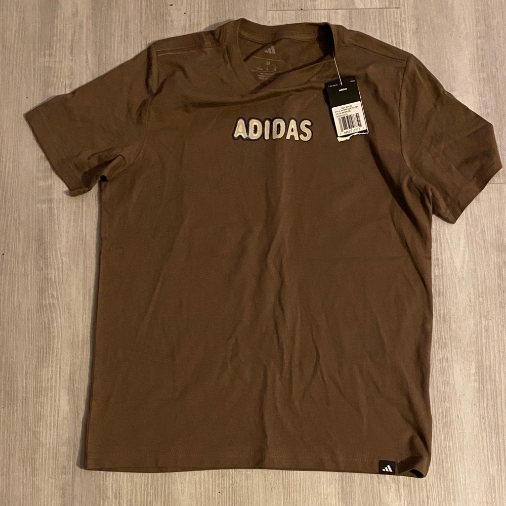 adidas Brown Short Sleeve Tee with Embroidered Logo